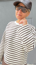 Çizgili Basic Sweat Kahve