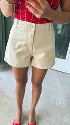 Krem Denim Şort