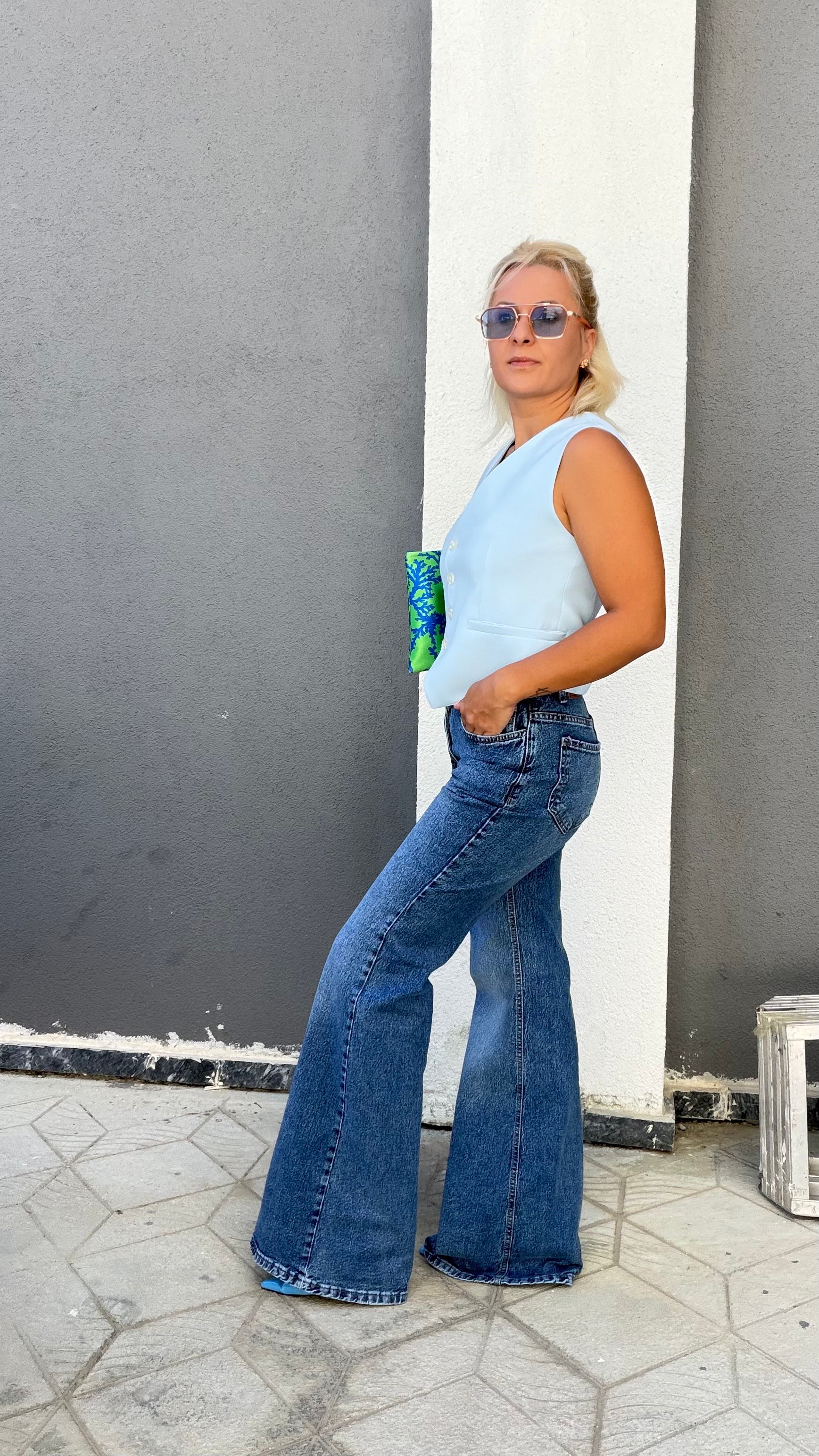 İspanyol Paça Denim Pantolon