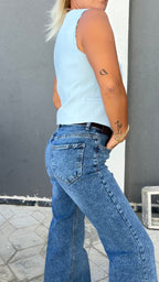 İspanyol Paça Denim Pantolon
