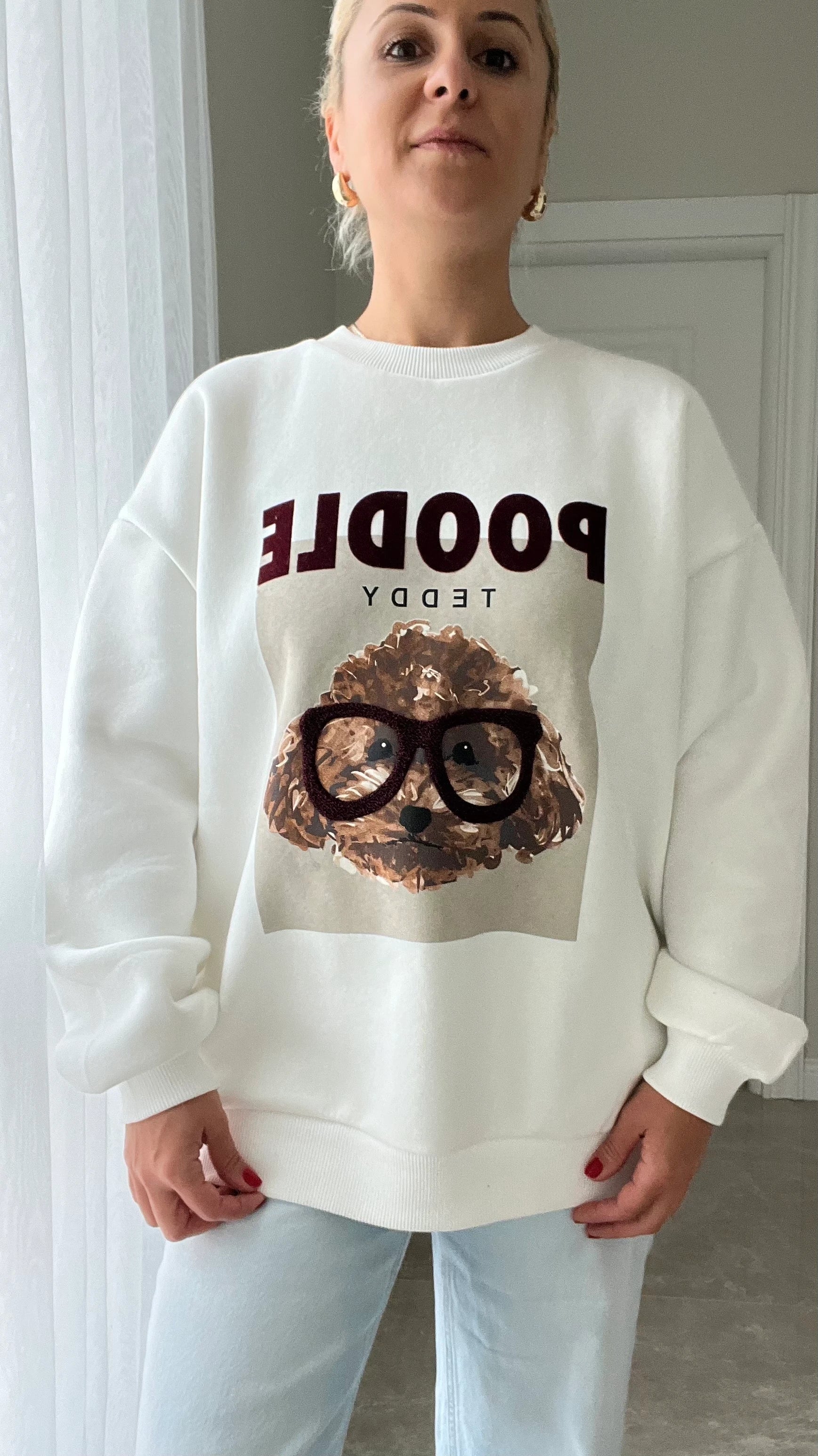 Oversize Kalıp Baskılı Sweatshirt - 5