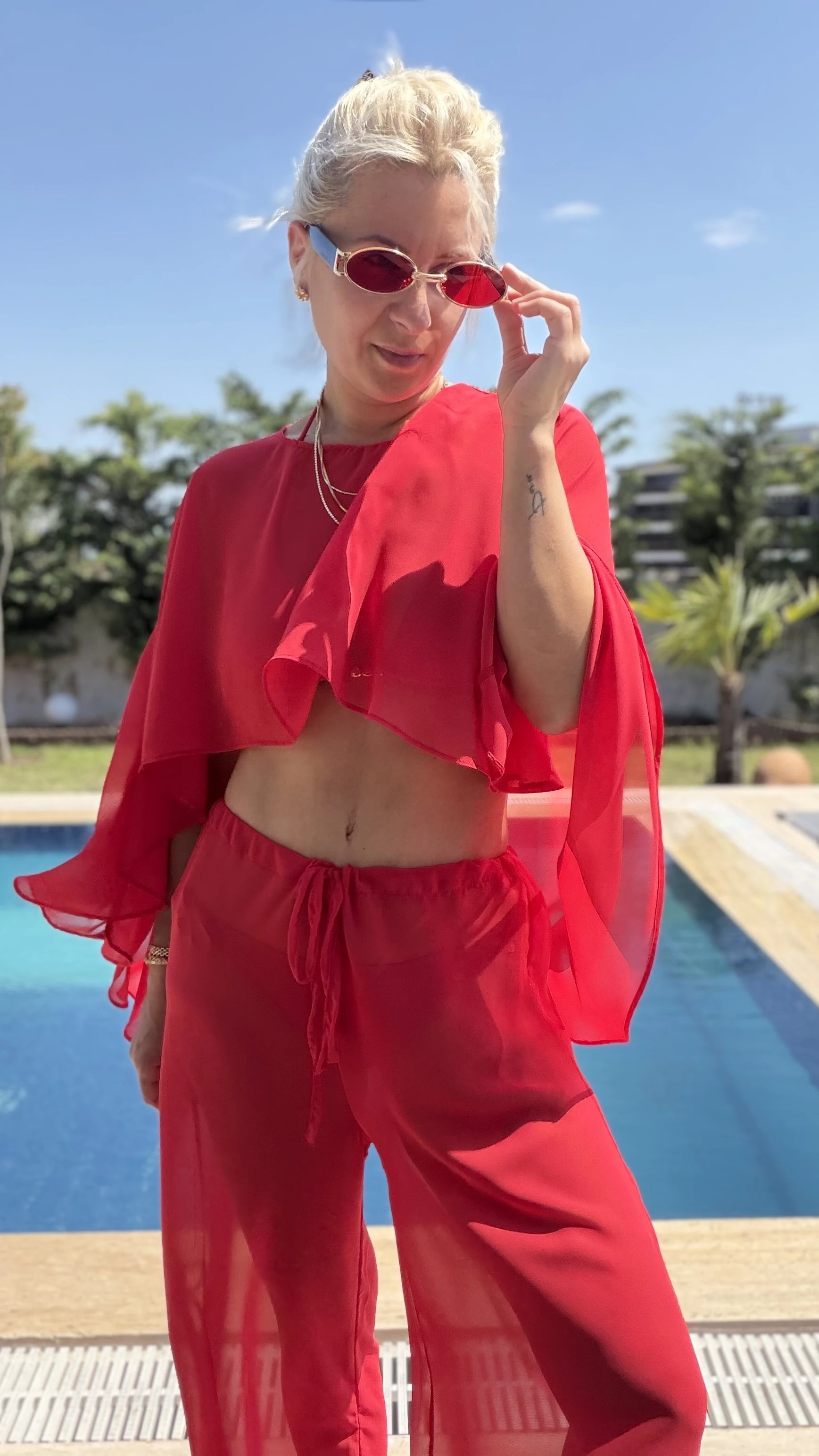 Transparan Takım Beachwear Kırmızı - 2