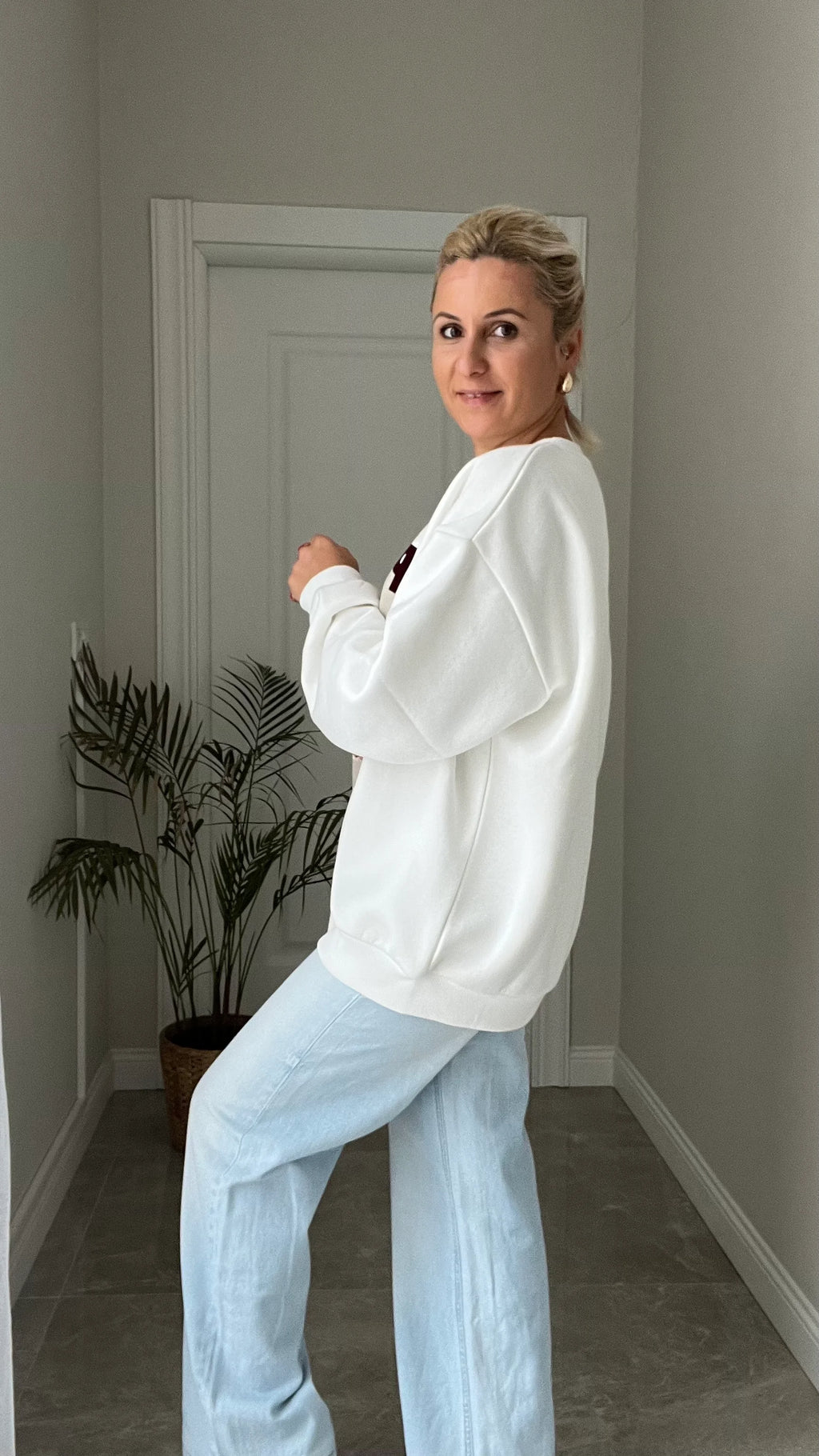 Oversize Kalıp Baskılı Sweatshirt - 3