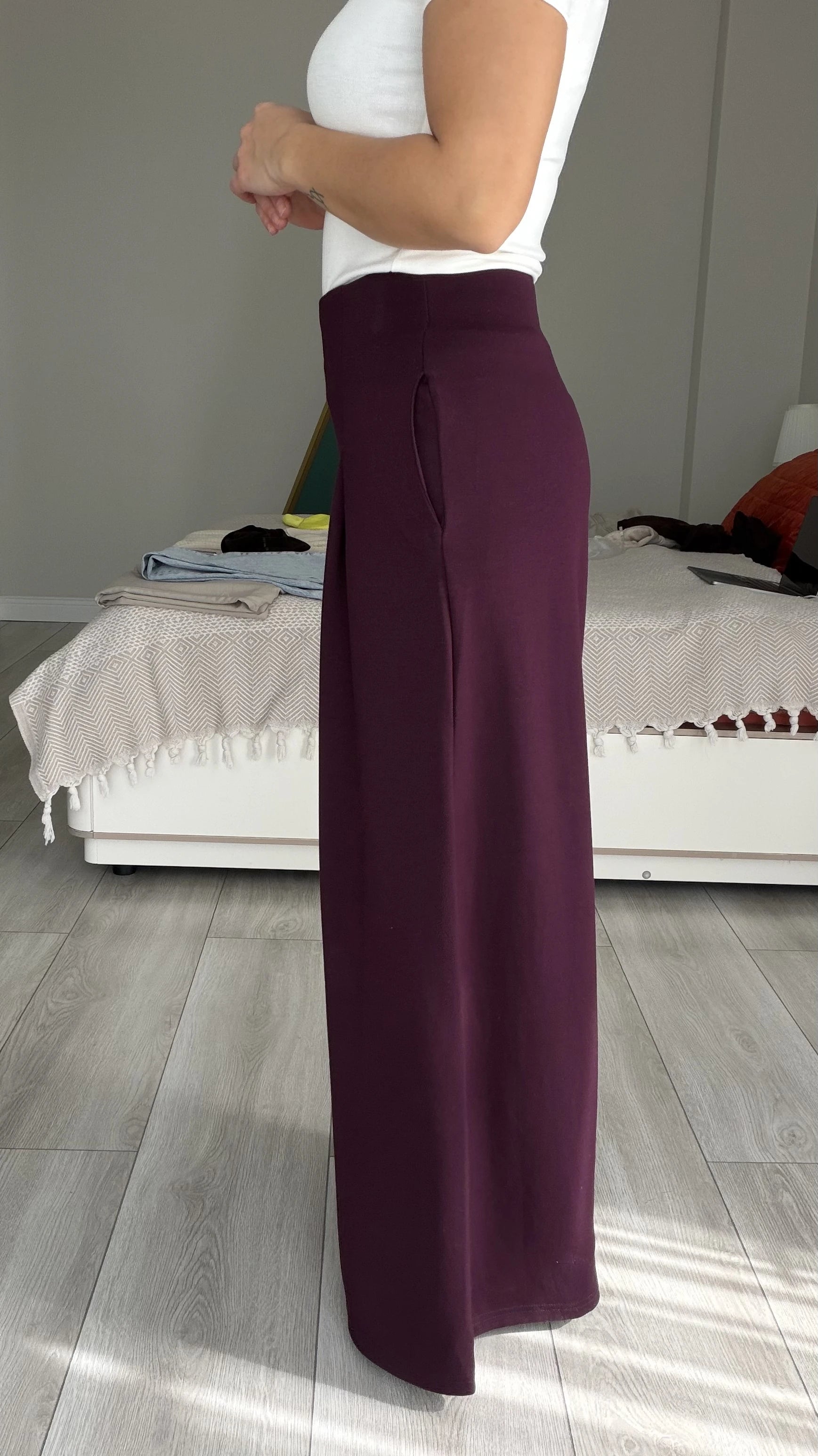 Modal Kumaş Pantolon Mürdüm Renk