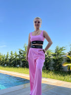 Beli Lastikli Yazı Detaylı Pantolon - 2