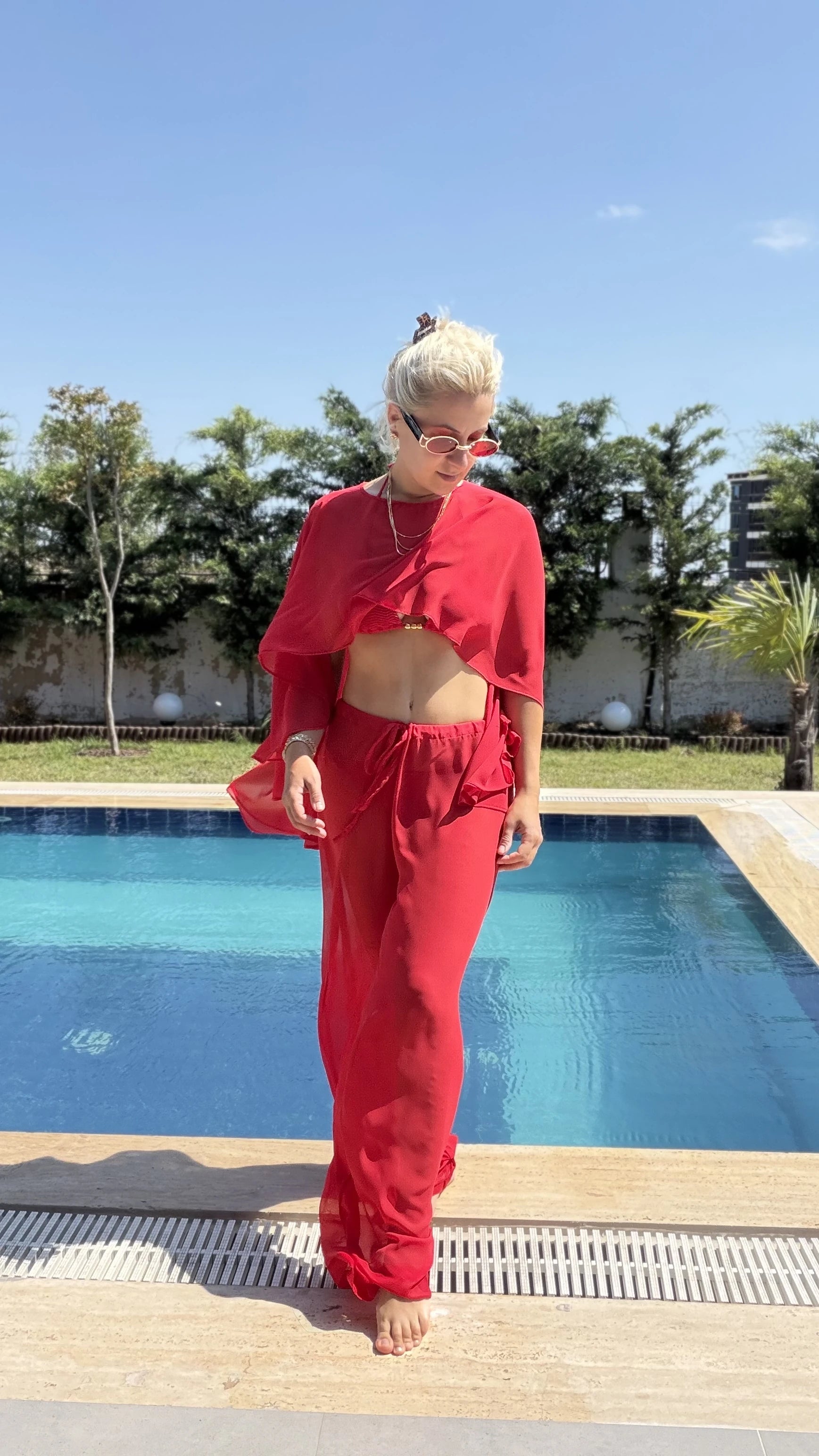 Transparan Takım Beachwear Kırmızı - 4