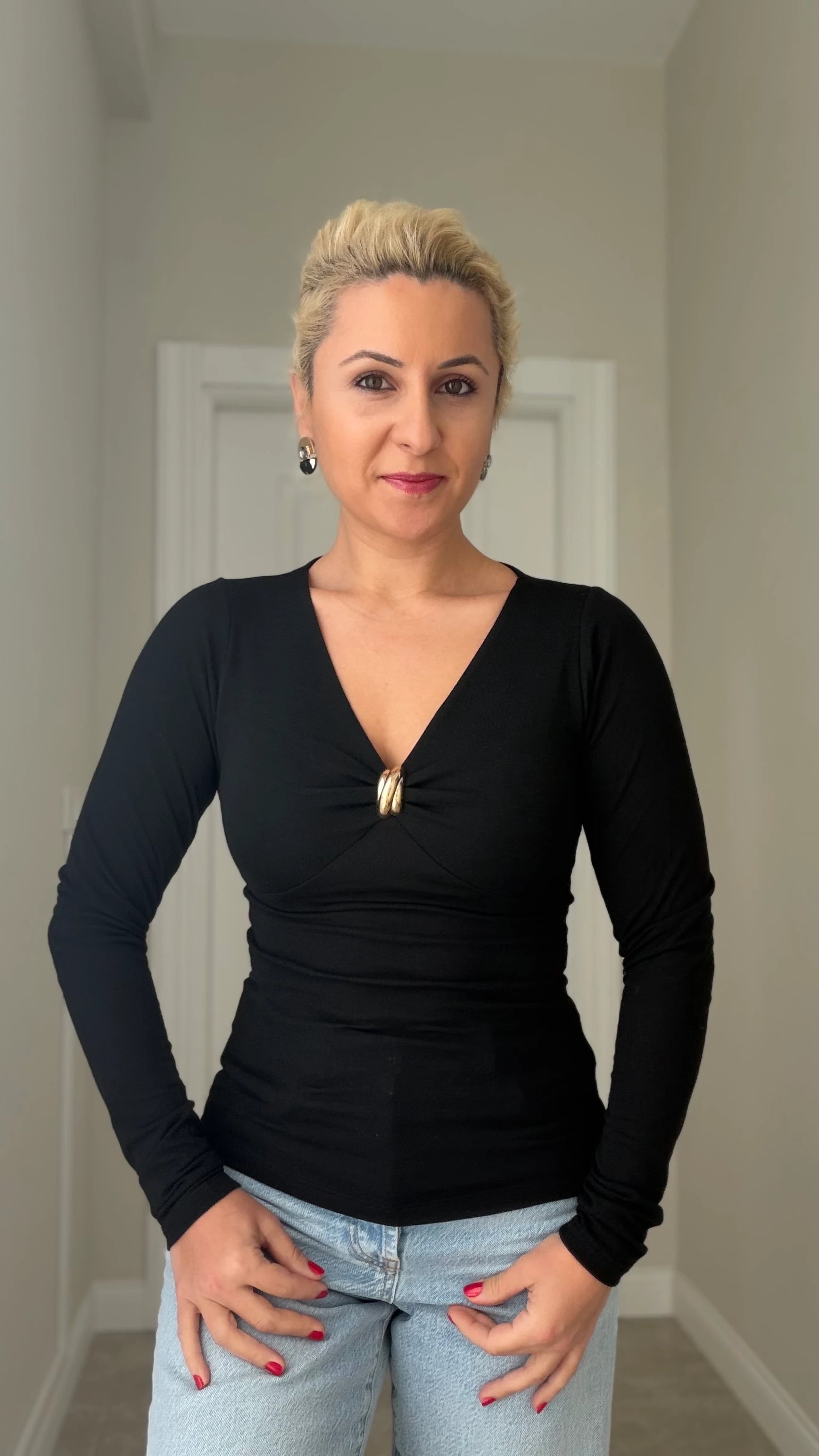 Gold Detaylı Toparlayıcı Bluz - 3