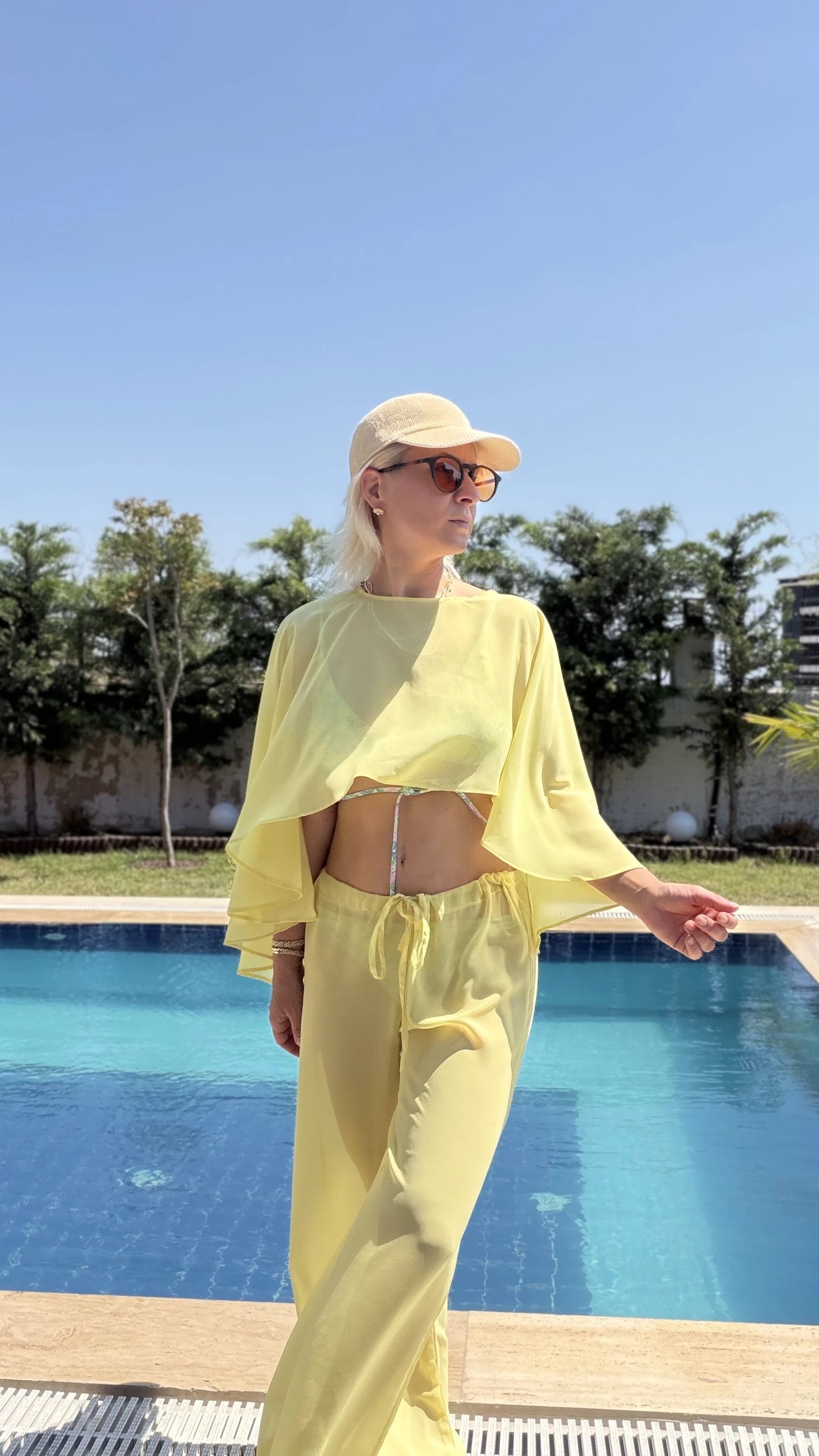 Transparan Takım Beachwear Sarı