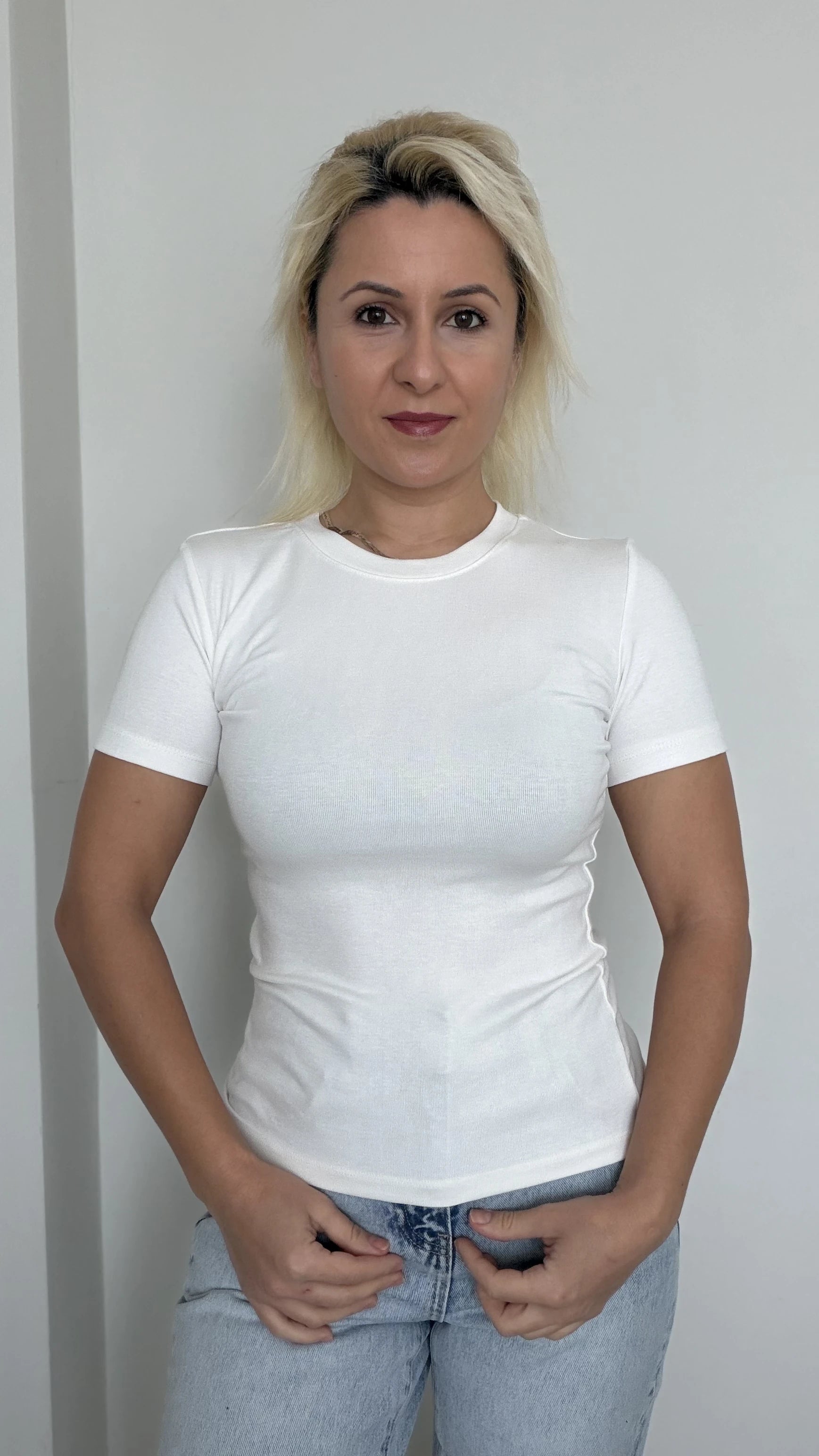 Bisiklet Yaka Basic Badi Beyaz