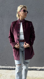 Mürdüm Kadife Blazer Ceket