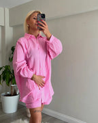 Müslin Kumaş Oversize Gömlek - 2