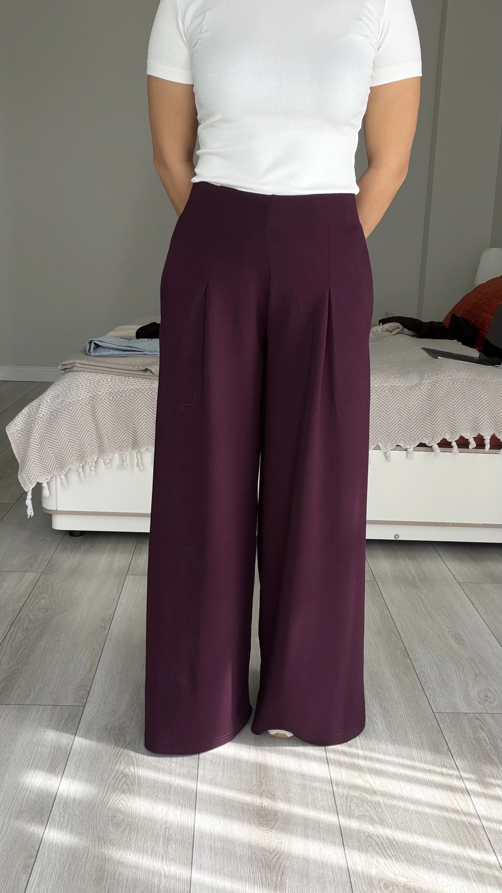 Modal Kumaş Pantolon Mürdüm Renk - 2