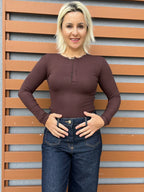 Pamuklu Düğmeli Basic Badi Kahve