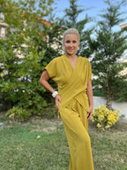 Asimetrik Kesim Pantolon- Bluz Takım