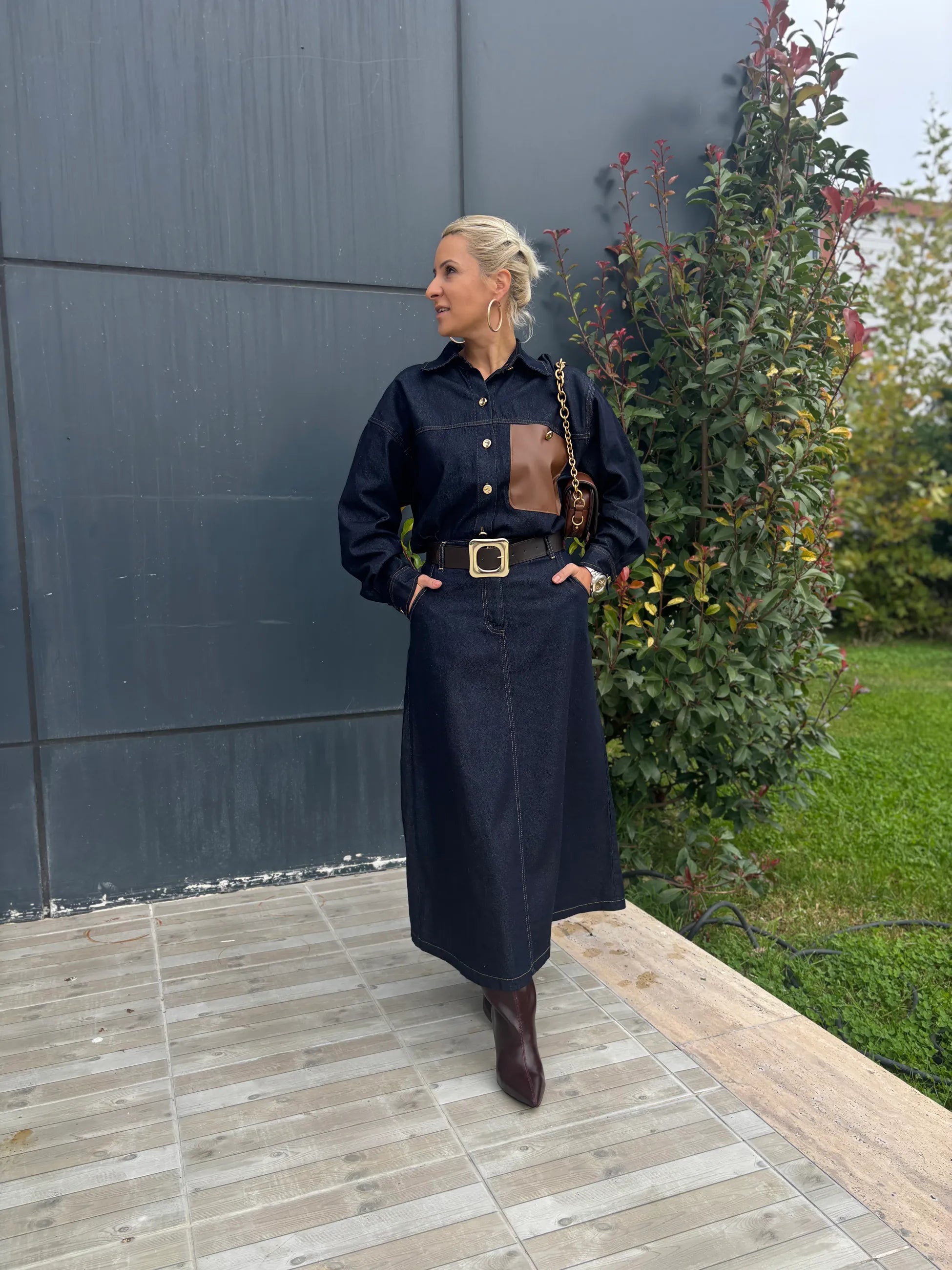 Kendinden Kemerli Jean Etek - 4