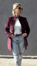 Mürdüm Kadife Blazer Ceket - 2