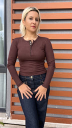 Pamuklu Düğmeli Basic Badi Kahve - 2