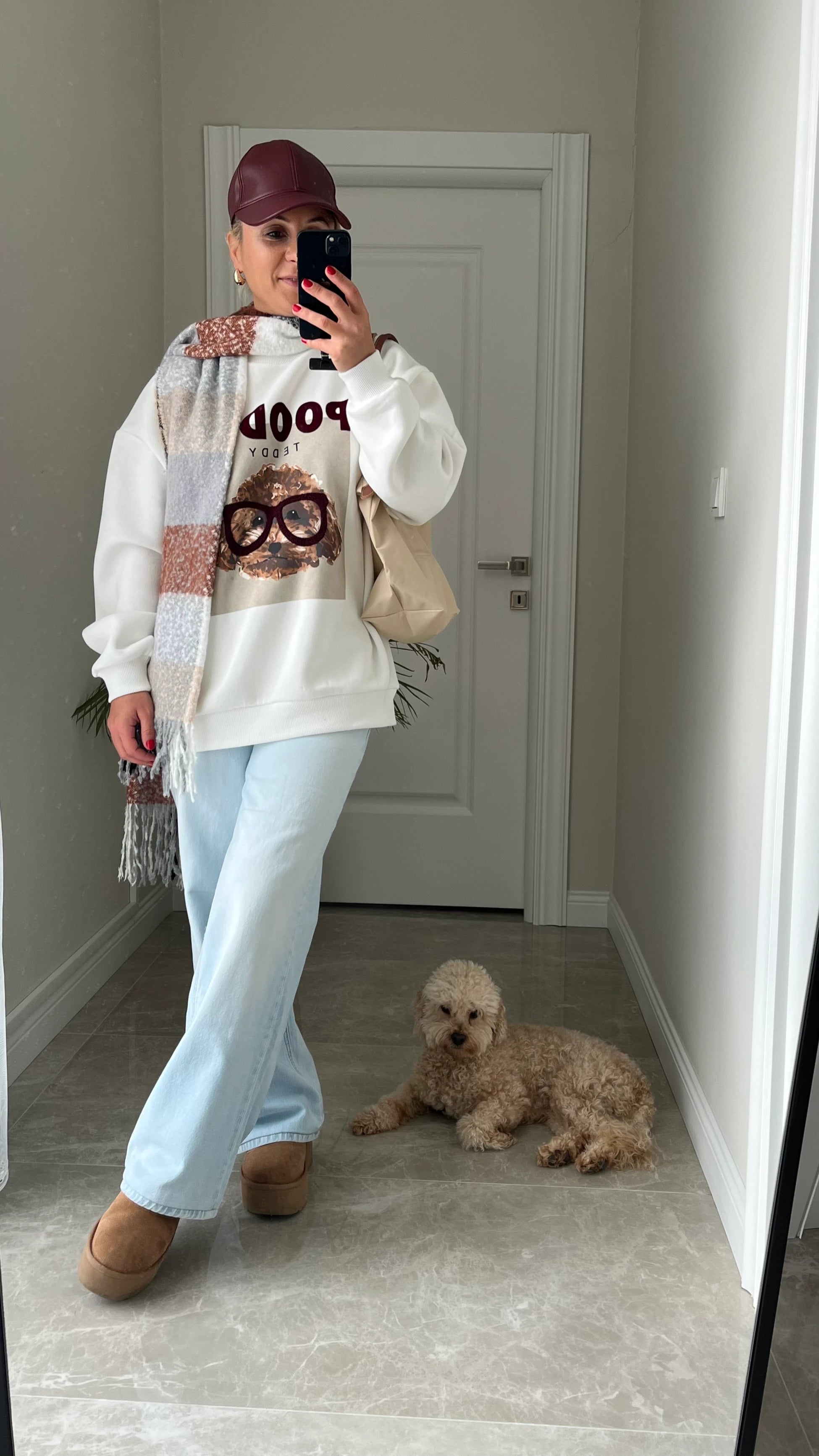 Oversize Kalıp Baskılı Sweatshirt