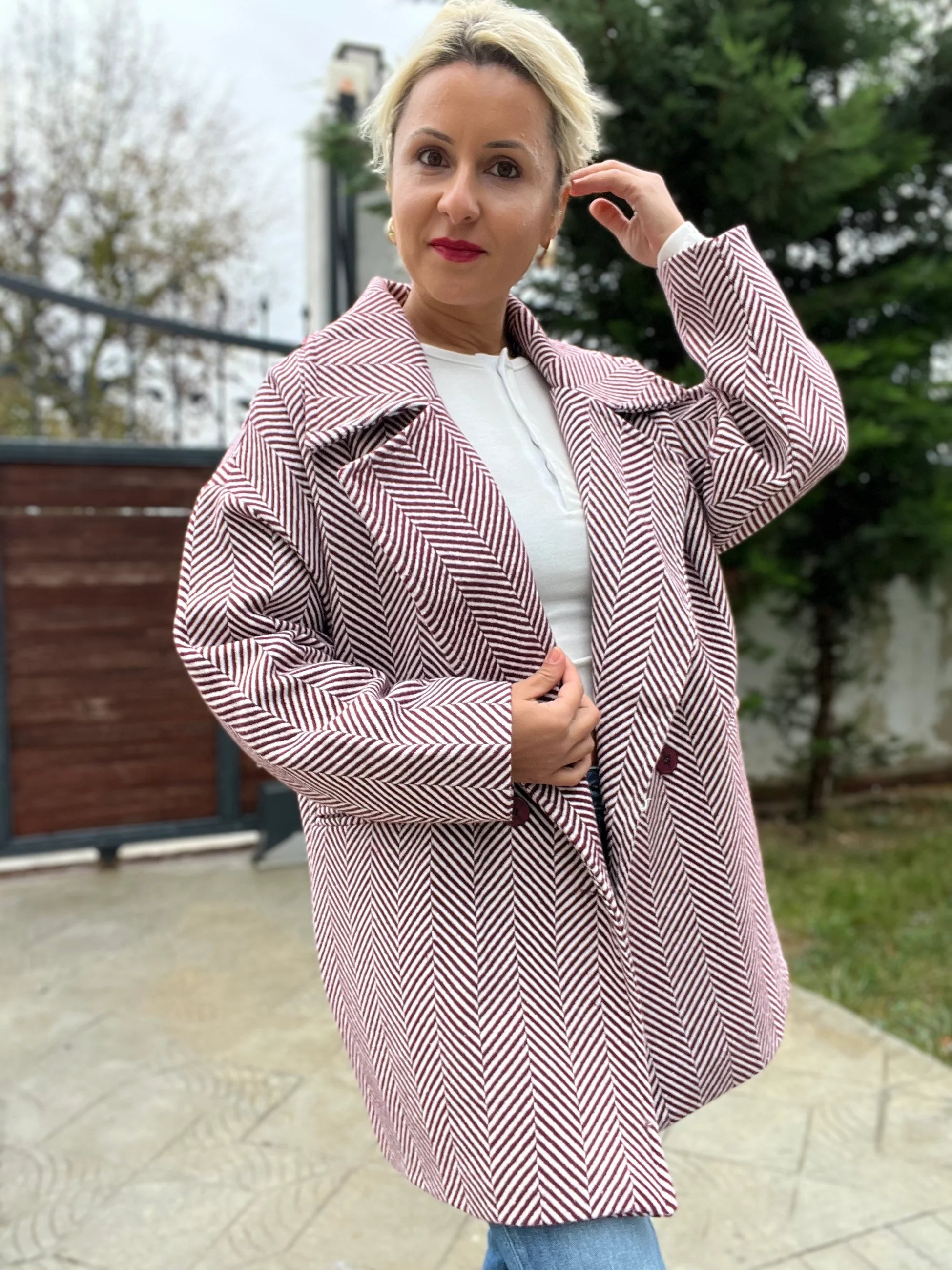 Balık Sırtı Kaban Bordo - 2