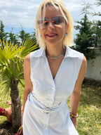 Mavi Çizgili Elbise - 2