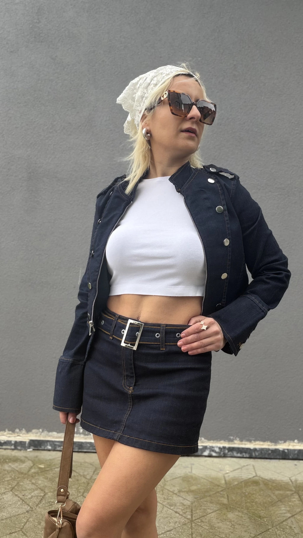 Denim Etek Kendinden Kemerli - 4