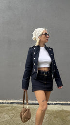 Denim Etek Kendinden Kemerli
