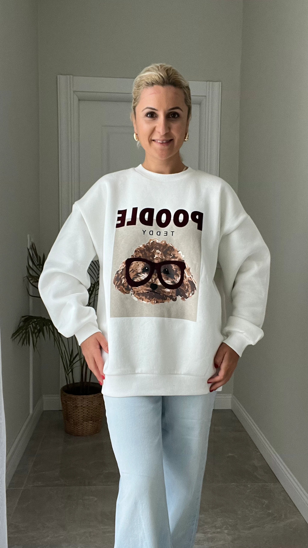 Oversize Kalıp Baskılı Sweatshirt - 2