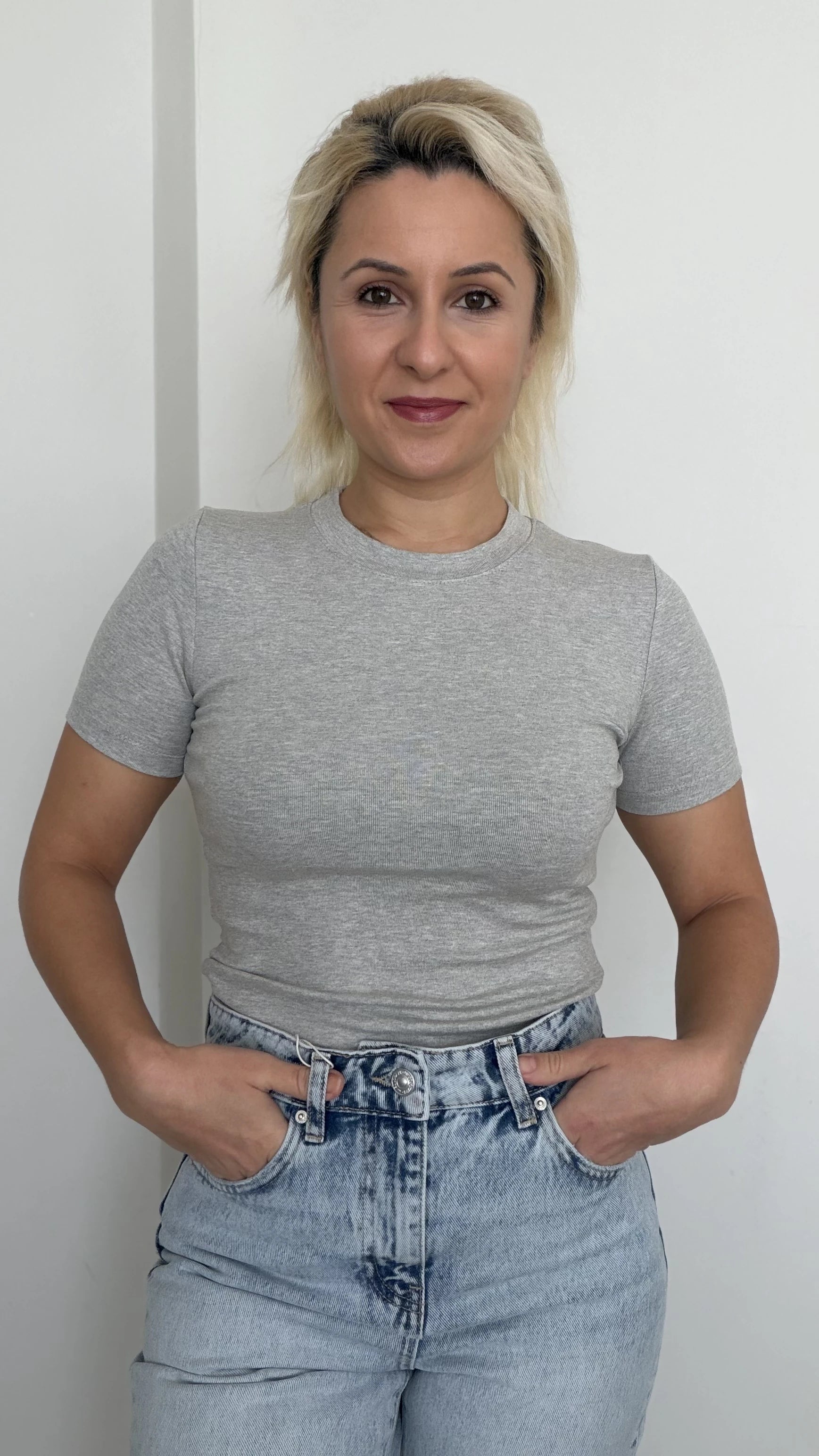 Bisiklet Yaka Basic Badi Gri