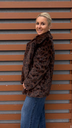 Kürklü Leopar Desen Kaban Kahve - 3