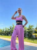 Beli Lastikli Yazı Detaylı Pantolon