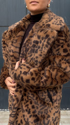 Kürklü Leopar  Desen Kaban Taba - 2