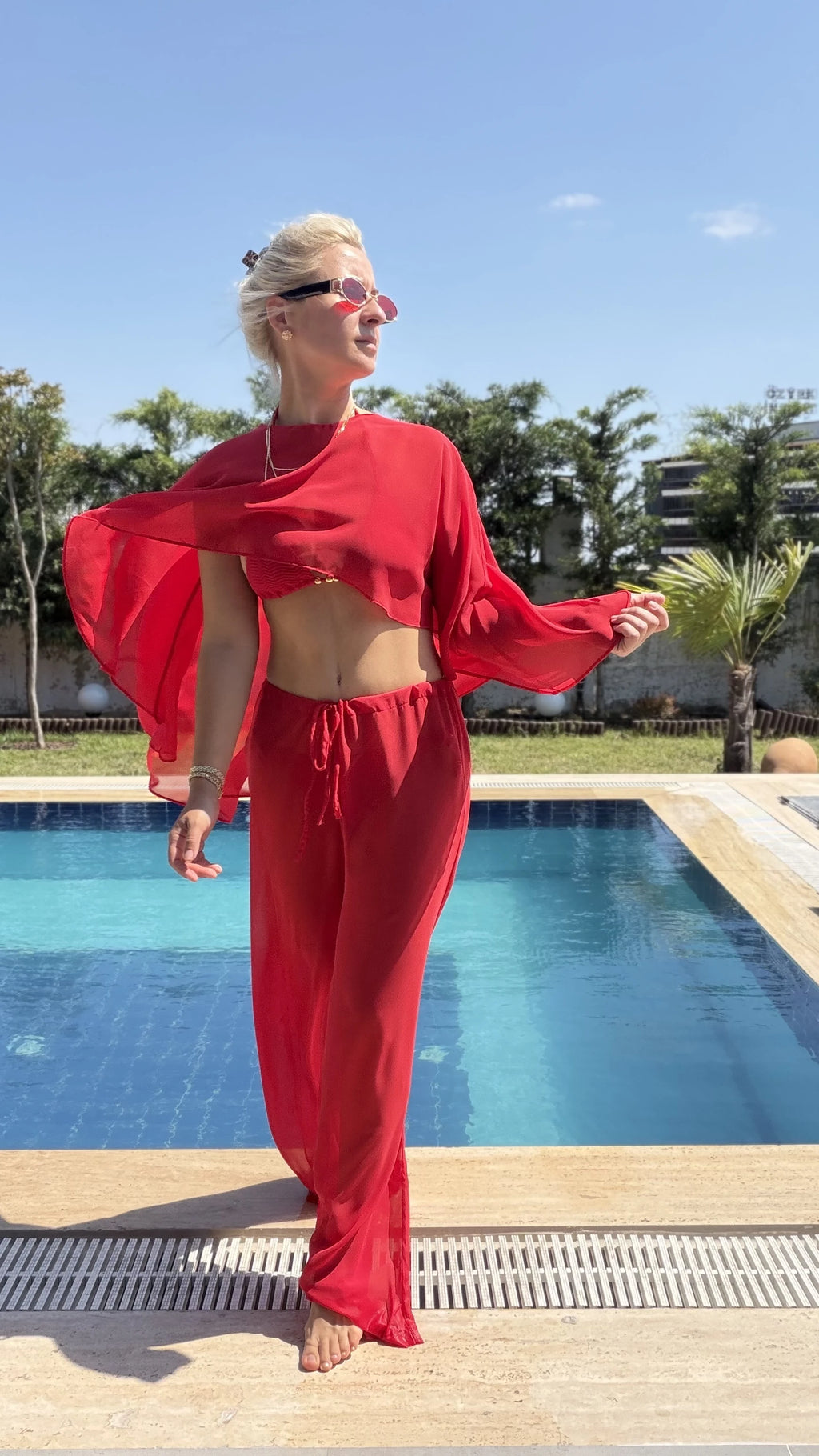 Transparan Takım Beachwear Kırmızı - 3