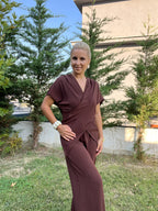 Asimetrik Kesim Pantolon Bluz Takım
